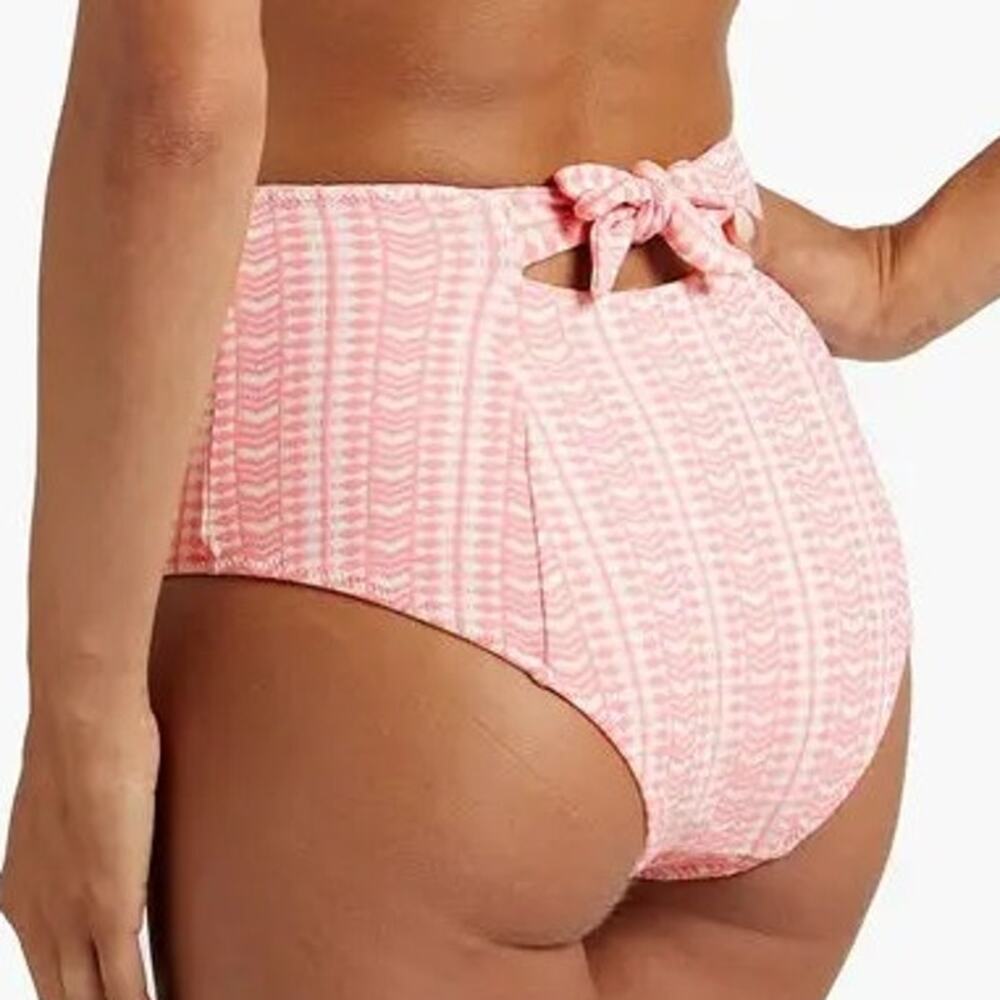 LEMLEM Lola Stretch Jacquard High Rise Girly Bikini Briefs Pink Bow Small